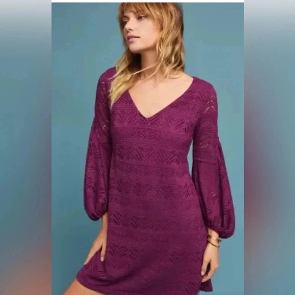 Anthropologie Maeve Purple Crochet Dress - Picture 1 of 9